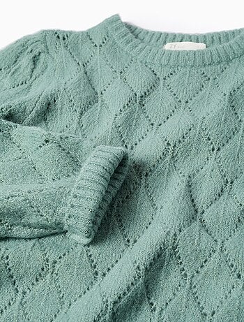 Pull en Maille Ajourée et Épaules Tombantes