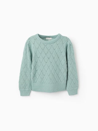 Pull en Maille Ajourée et Épaules Tombantes