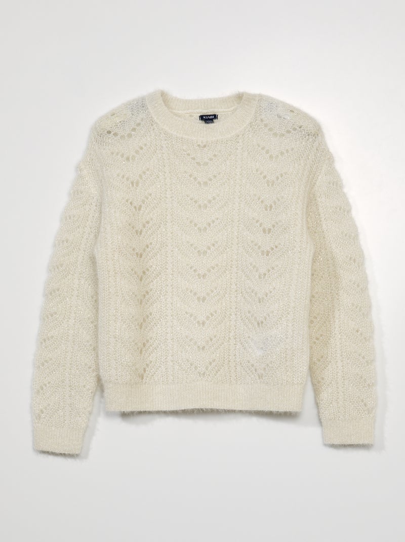 Pull en maille ajourée et fantaisie Blanc - Kiabi
