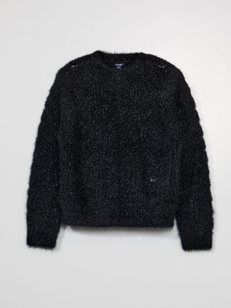 Pull en maille ajourée et fantaisie Noir - Kiabi
