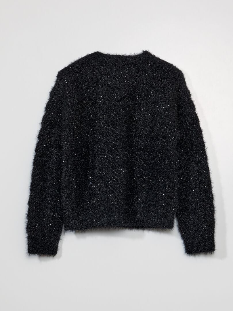 Pull en maille ajourée et fantaisie Noir - Kiabi