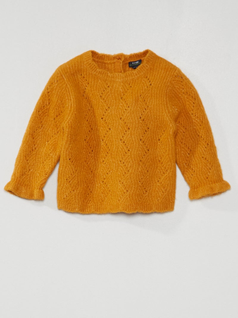 Pull en maille ajourée Jaune - Kiabi
