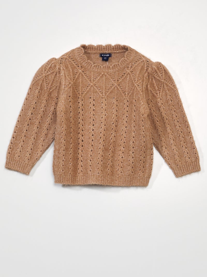 Pull en maille ajourée Marron - Kiabi