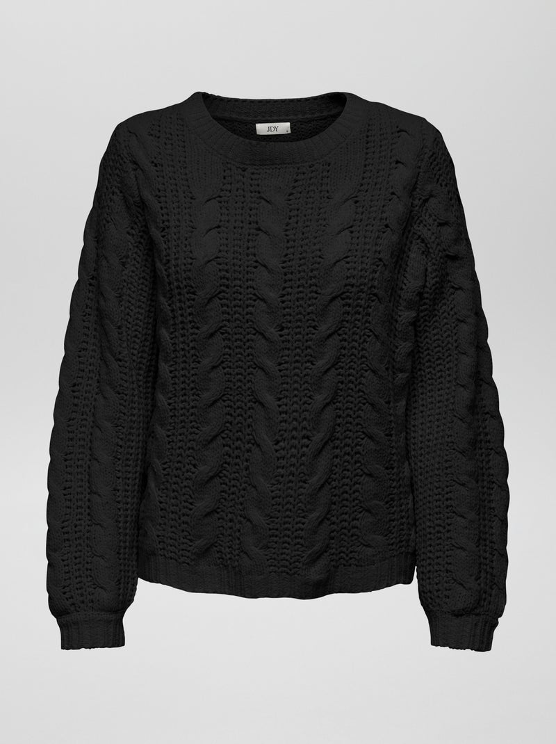 Pull en maille ajourée noir - Kiabi
