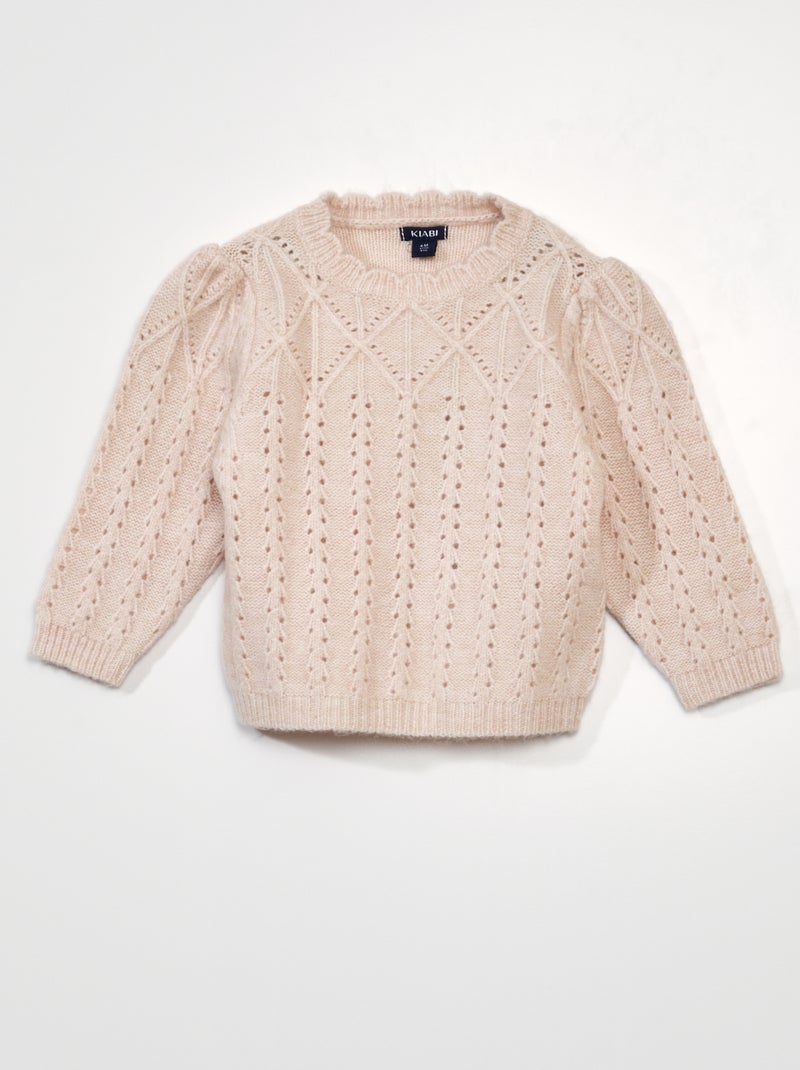 Pull en maille ajourée Rose - Kiabi