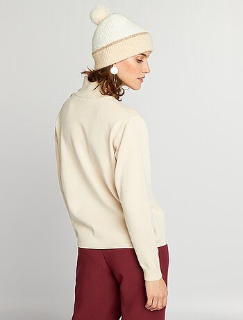 Pull Camionneur Mixte Eretàdje Blanc Écru - 100% Laine Française