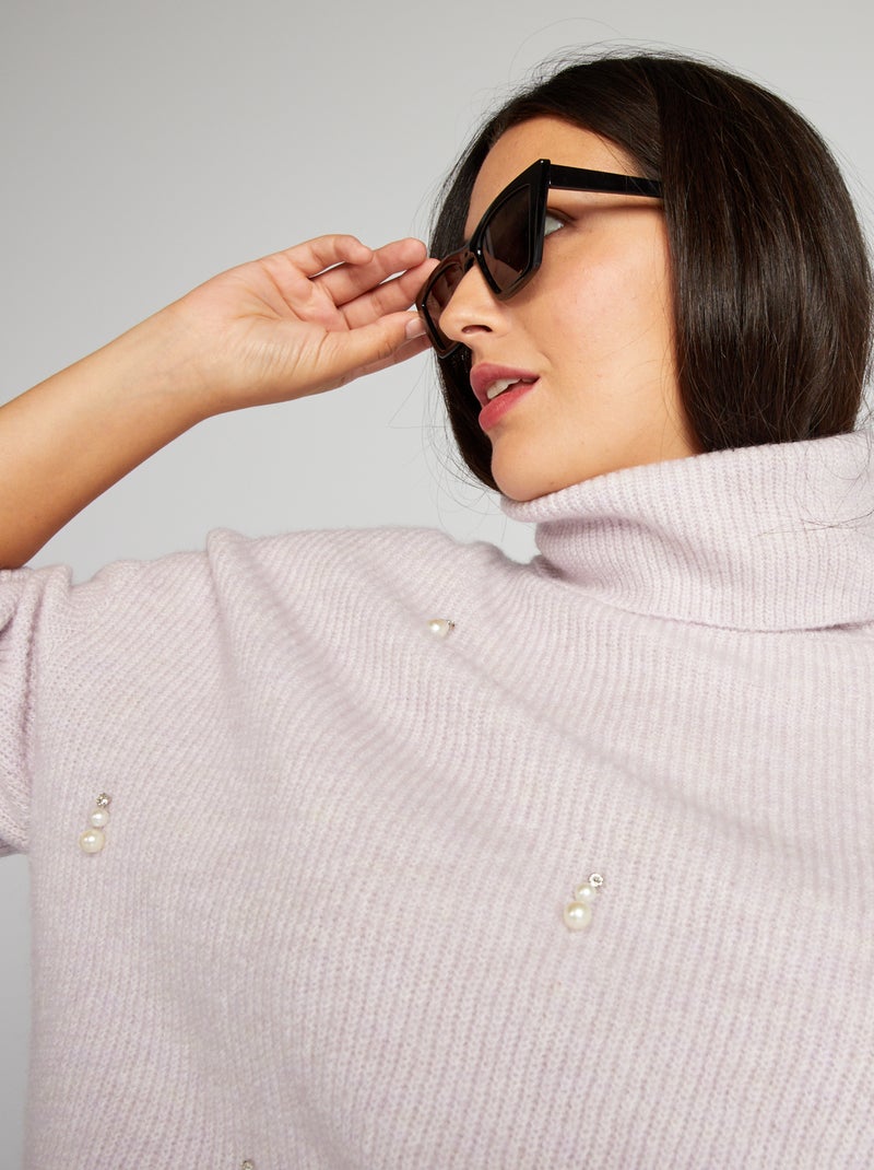 Pull en maille avec breloques Violet - Kiabi