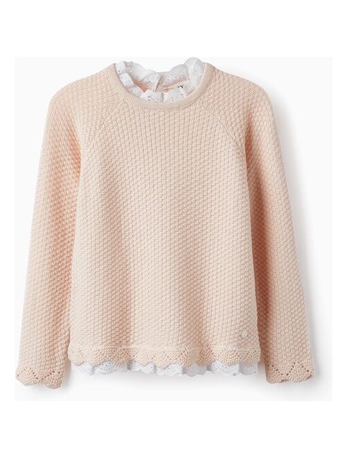 Pull en Maille avec Broderie Anglaise pour Fille  SPRING BEGINS - Kiabi