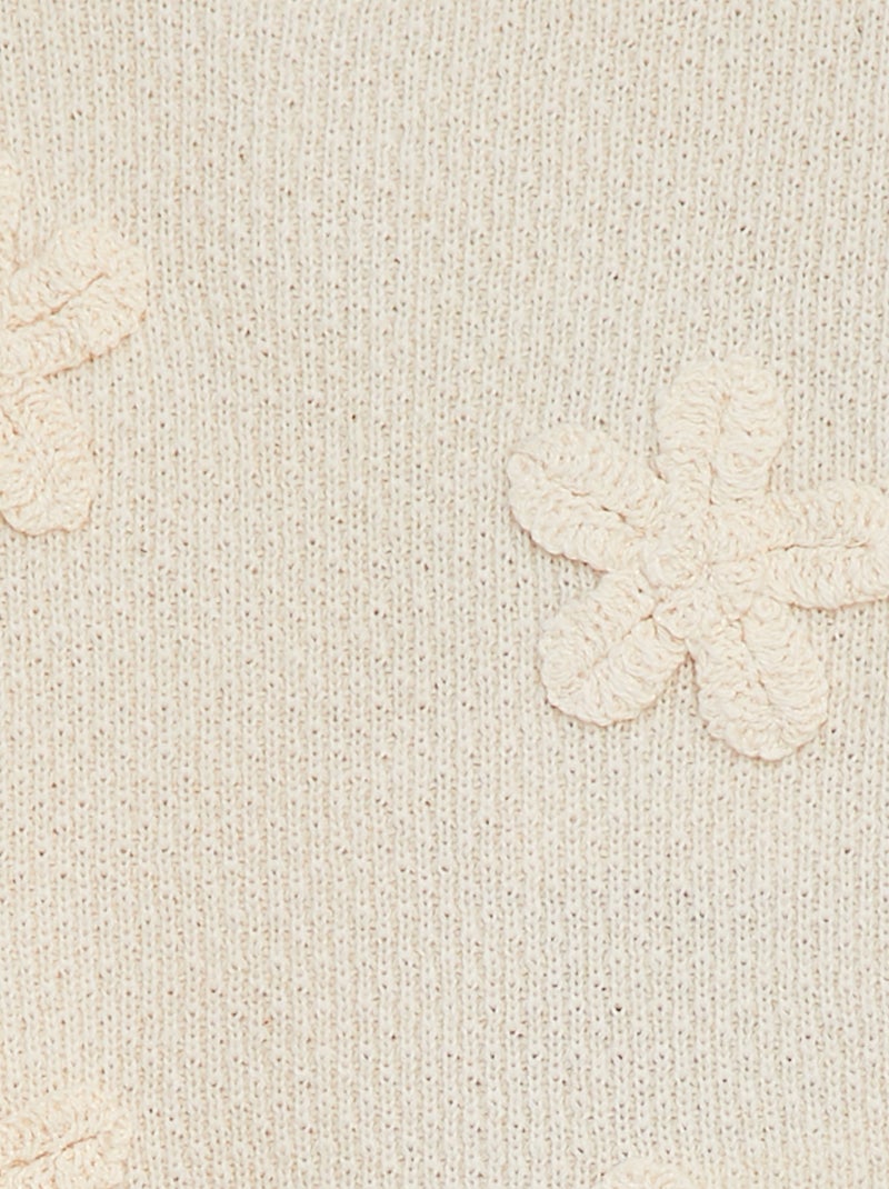Pull en maille avec broderie fleurs BLANC - Kiabi