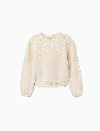 Pull en maille avec broderie florale