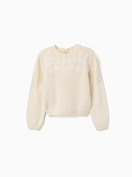 Pull en maille avec broderie florale - Kiabi