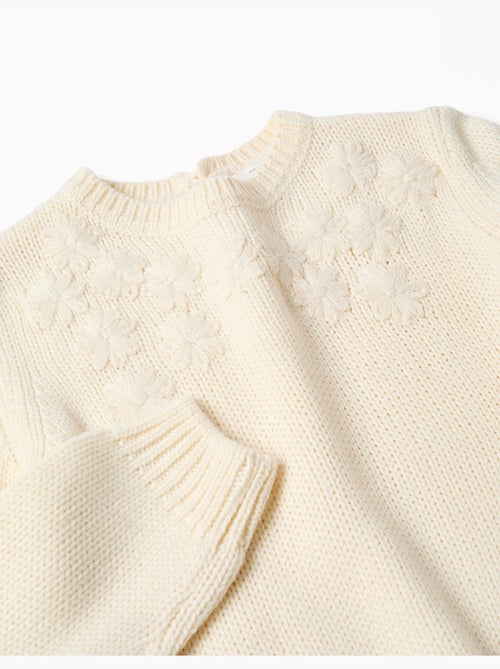 Pull en maille avec broderie florale - Kiabi