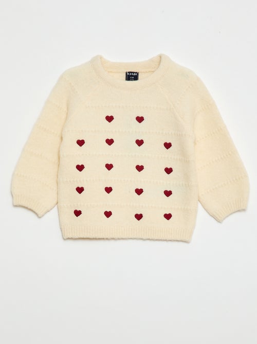 Pull en maille avec broderies - Kiabi