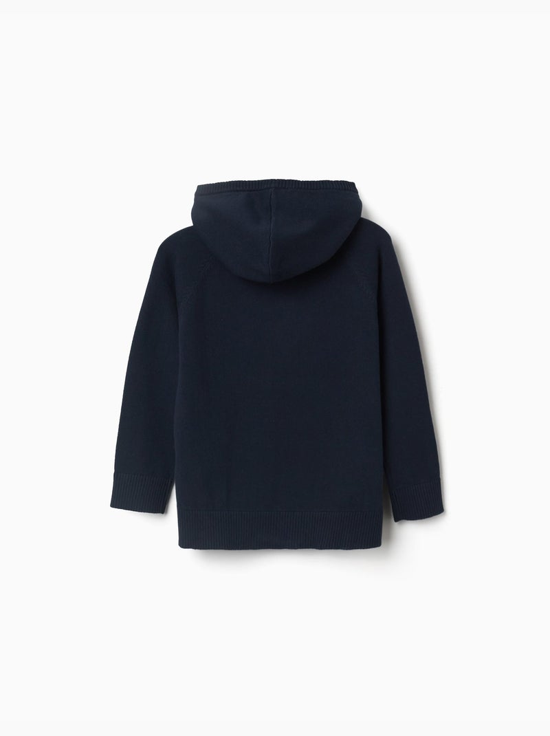 Pull en maille avec capuche B&S Bleu Bleu - Kiabi