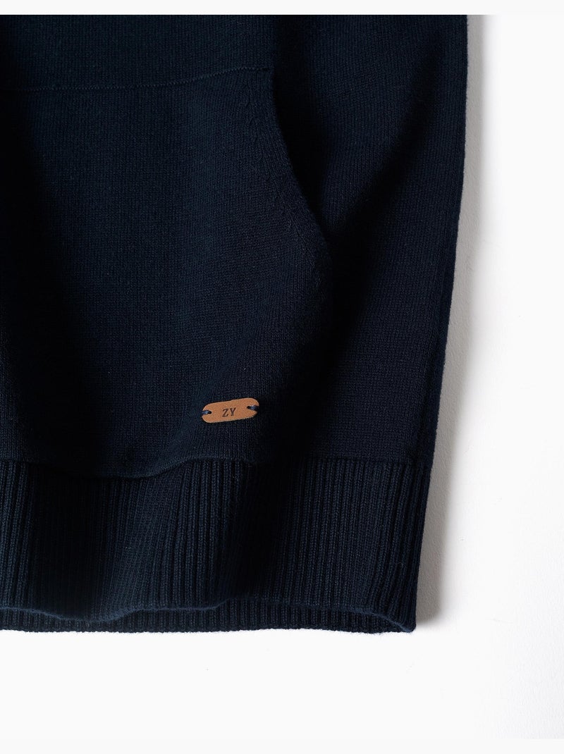 Pull en maille avec capuche B&S Bleu Bleu - Kiabi
