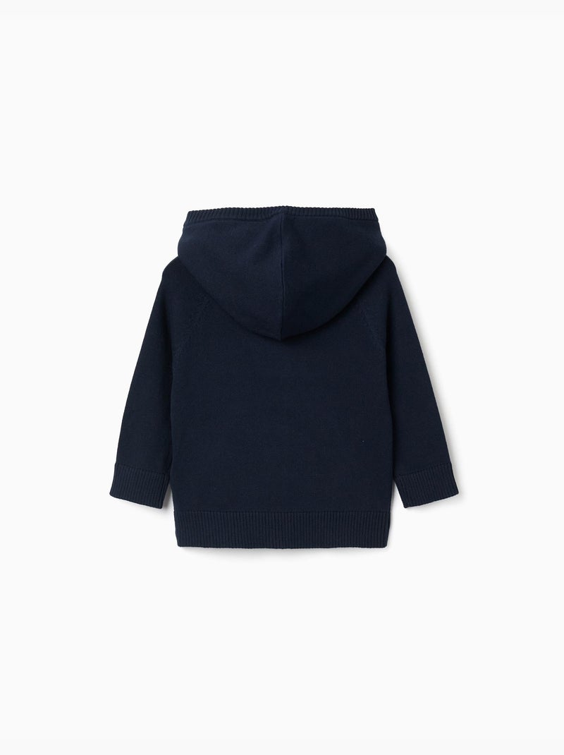 Pull en maille avec capuche B&S Bleu Bleu - Kiabi
