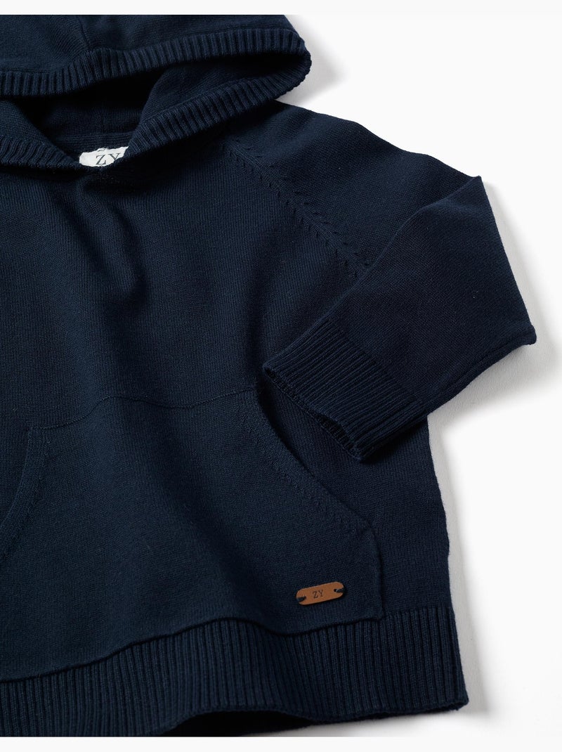 Pull en maille avec capuche B&S Bleu Bleu - Kiabi
