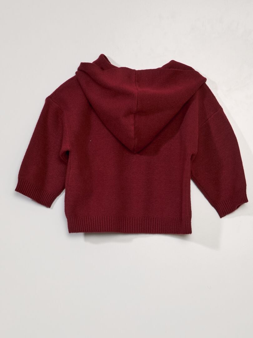 Pull en maille avec capuche Rouge - Kiabi