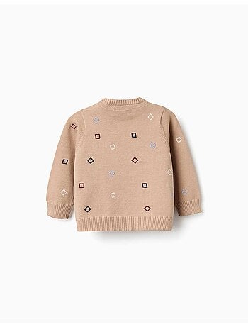 Pull en maille avec carrés brodés