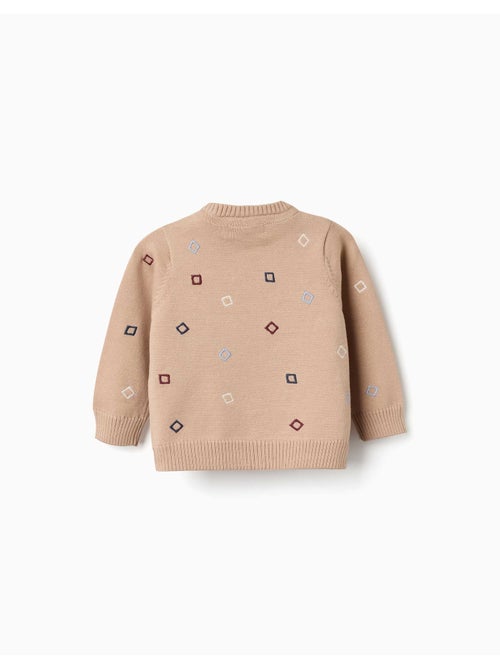 Pull en maille avec carrés brodés - Kiabi