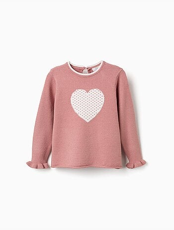 Pull en maille avec cœur jacquard