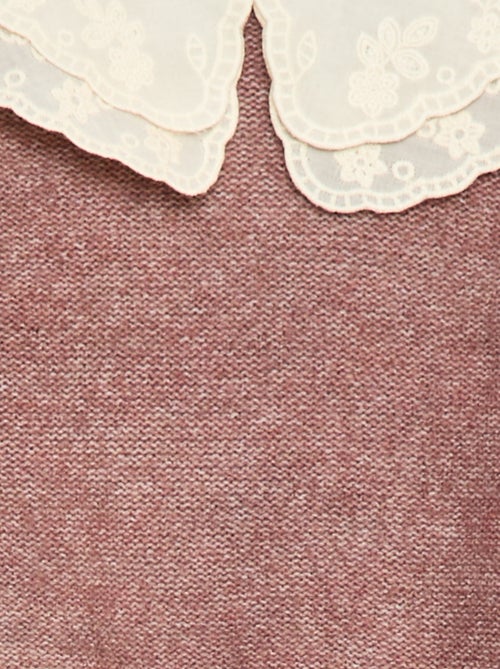 Pull en maille avec col claudine brodé - Kiabi