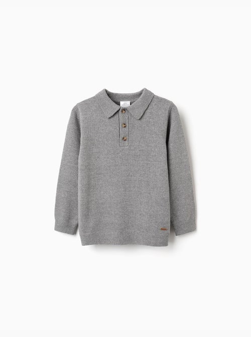 Pull en maille avec col de style polo B&S - Kiabi
