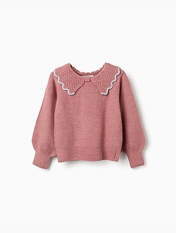 Pull en maille avec col en forme de nœud et lurex
