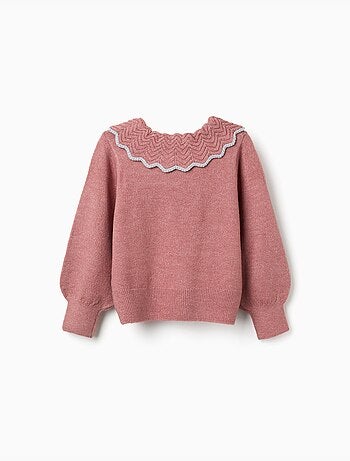Pull en maille avec col en forme de nœud et lurex