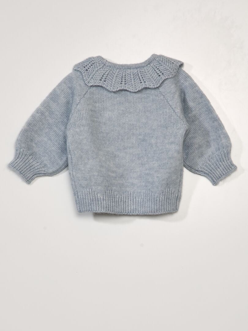 Pull En Maille Avec Col Fantaisie Bleu Kiabi