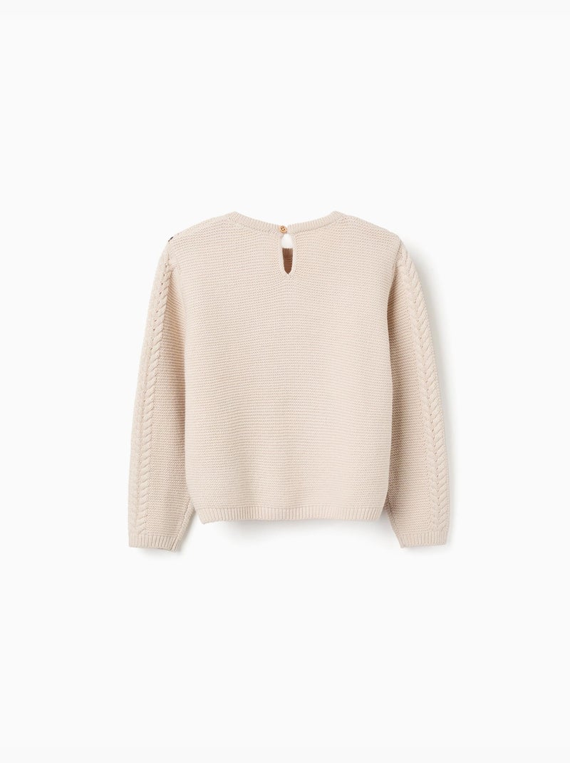 Pull en maille avec col maxi en crochet B&S Beige clair - Kiabi