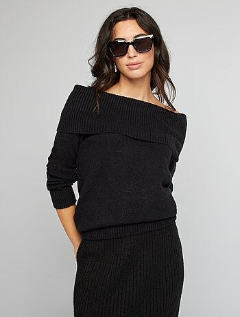 Pull en maille avec col montant