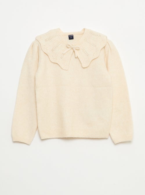 Pull en maille avec collerette amovible - Kiabi