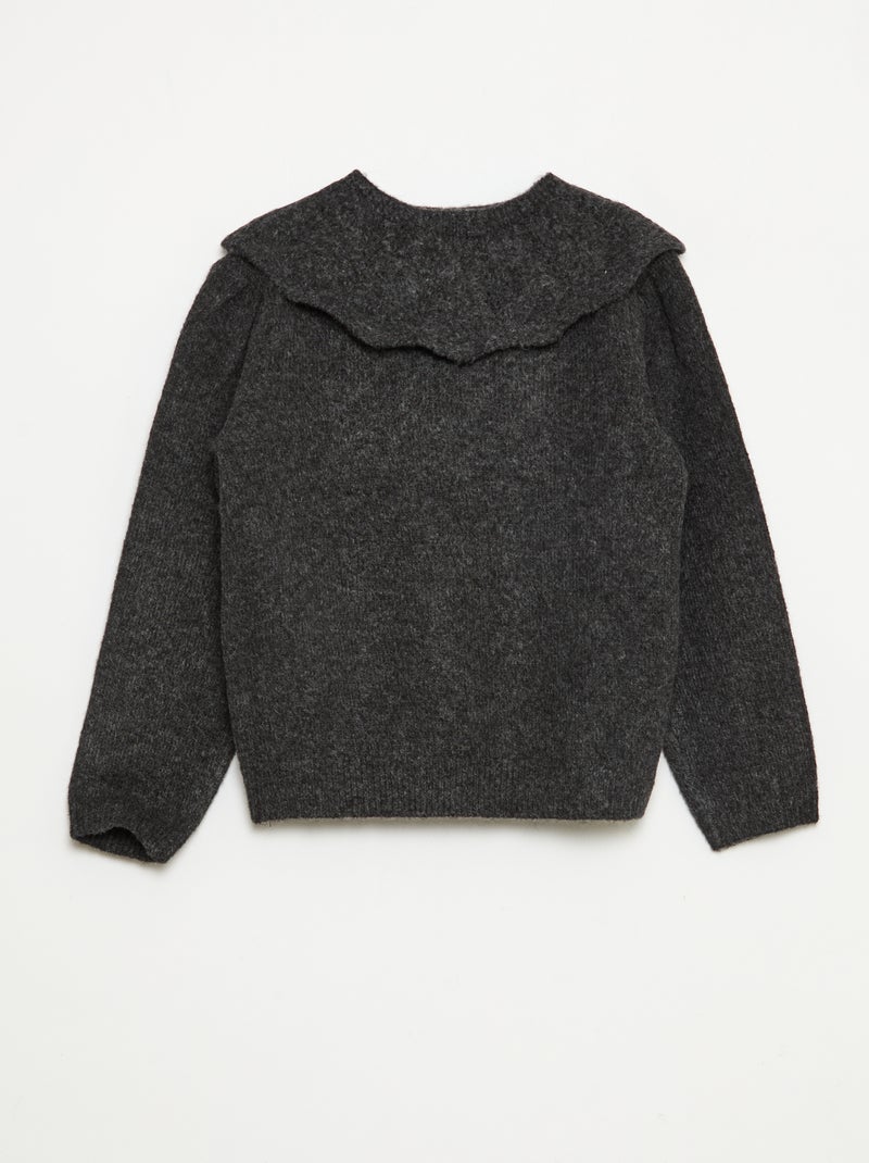 Pull en maille avec collerette amovible Gris - Kiabi