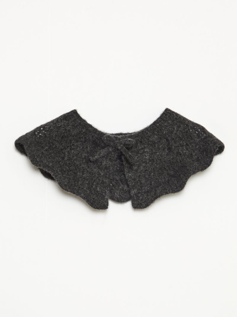 Pull en maille avec collerette amovible Gris - Kiabi