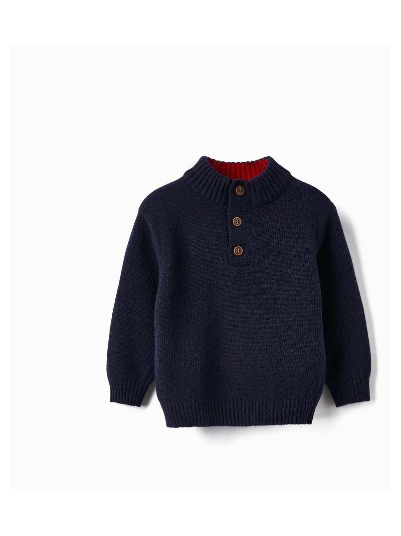 Pull en Maille avec Coudières pour Bébé Garçon   NOËL Bleu foncé - Kiabi
