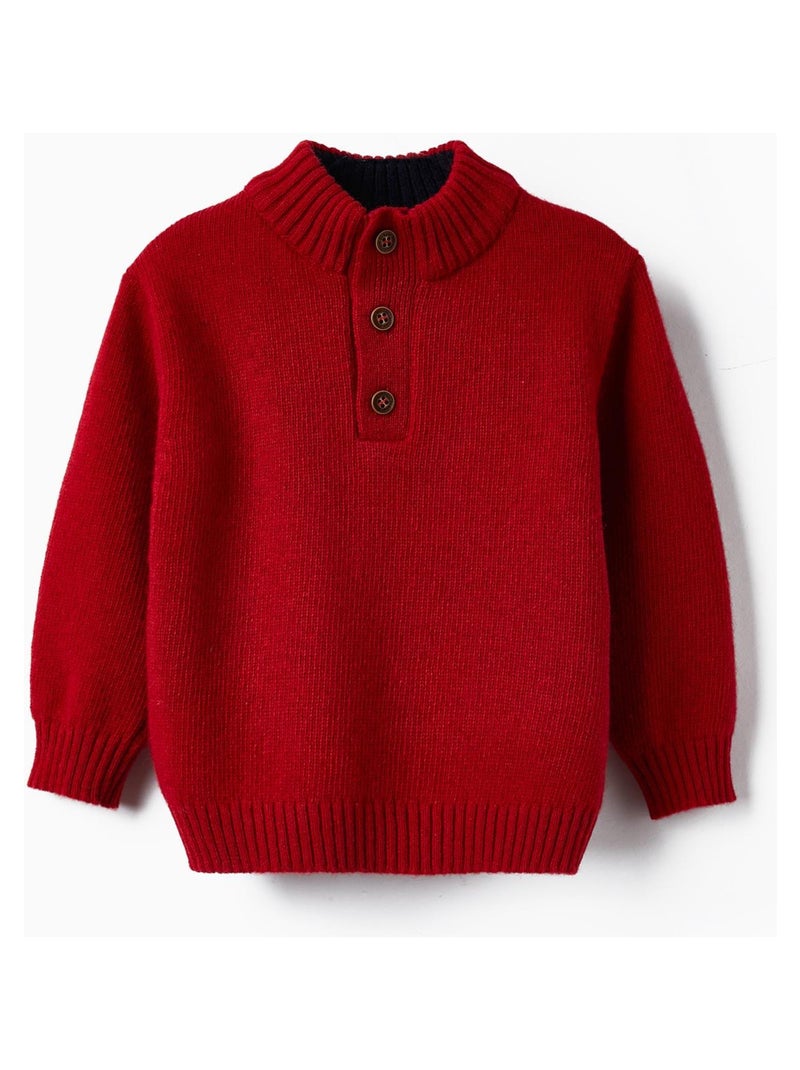 Pull en Maille avec Coudières pour Bébé Garçon   NOËL Rouge - Kiabi