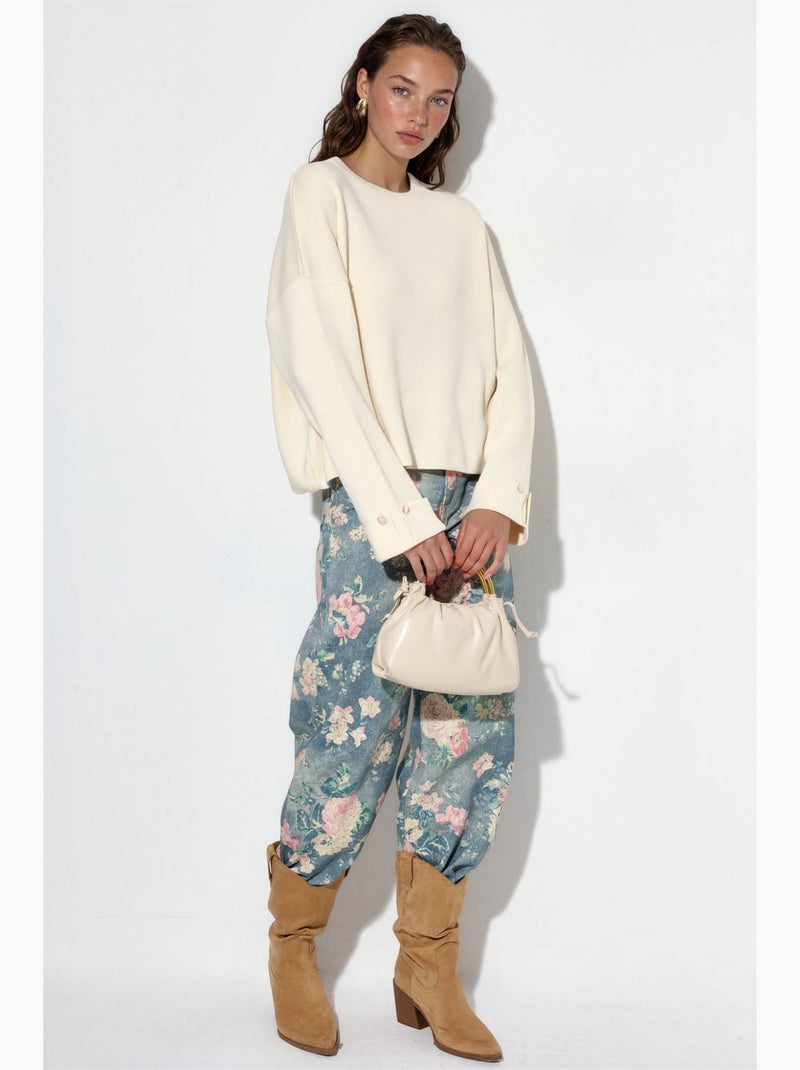 Pull en maille avec détails boutonnés hiccup Ecru - Kiabi