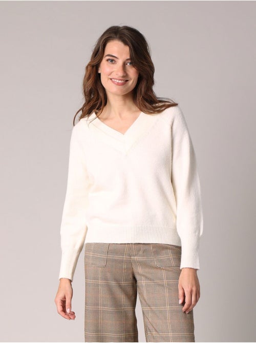 Pull en maille avec double col en v 'deeluxe' - Kiabi Pull en maille avec double col en v 'deeluxe' - Kiabi