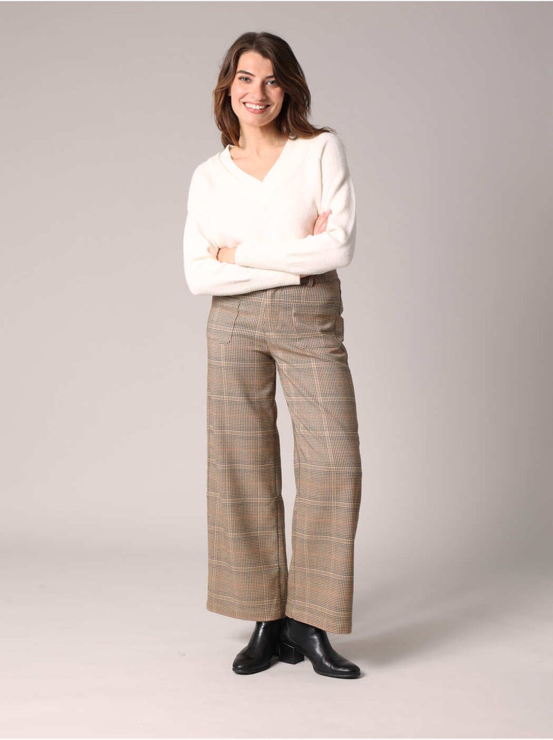Pull en maille avec double col en v 'deeluxe' Blanc cassé - Kiabi