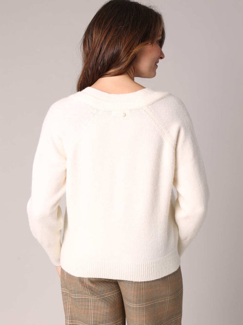Pull en maille avec double col en V 'Deeluxe' - Kiabi