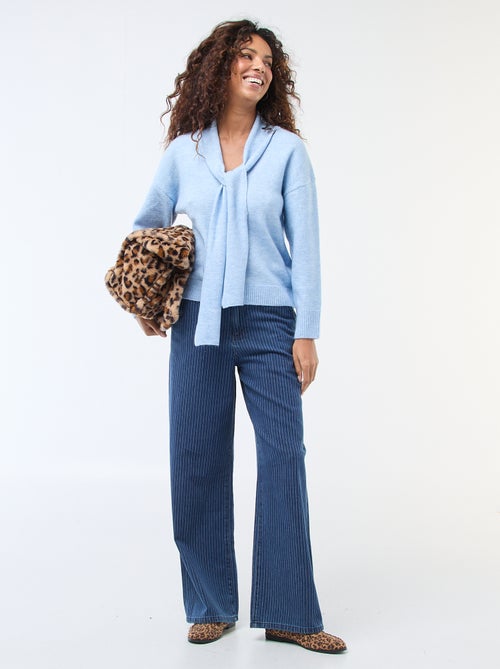 Pull en maille avec écharpe grosse jauge - Kiabi