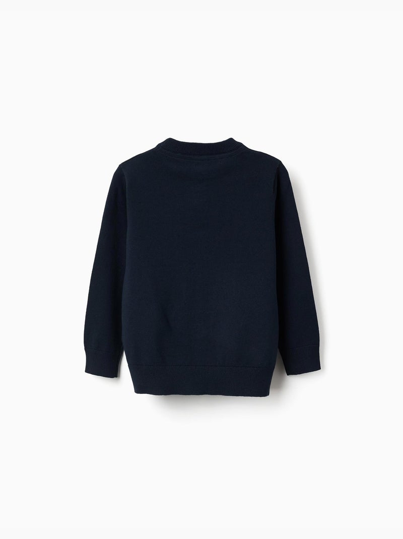 Pull en maille avec extrémités côtelées Bleu foncé - Kiabi