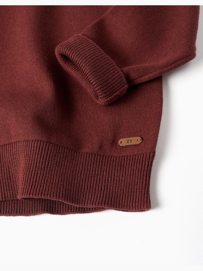 Pull en maille avec extrémités côtelées Marron - Kiabi
