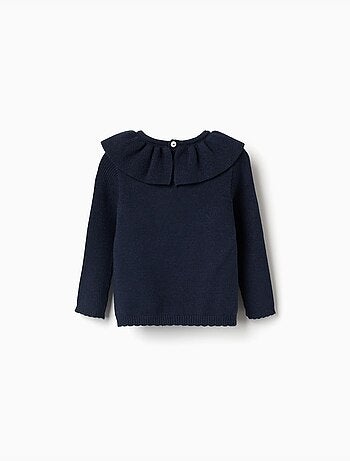 Pull en maille avec extrémités festonnées