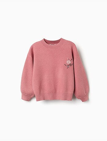 Pull en maille avec fleurs brodées