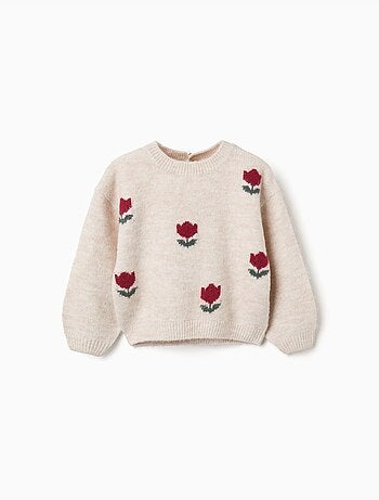 Pull en maille avec fleurs en intarsia