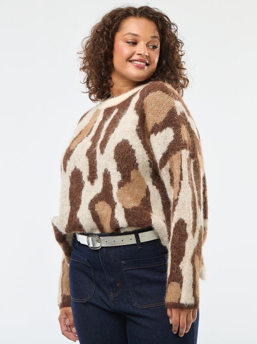 Pull en maille avec imprimé peau de bête - Kiabi