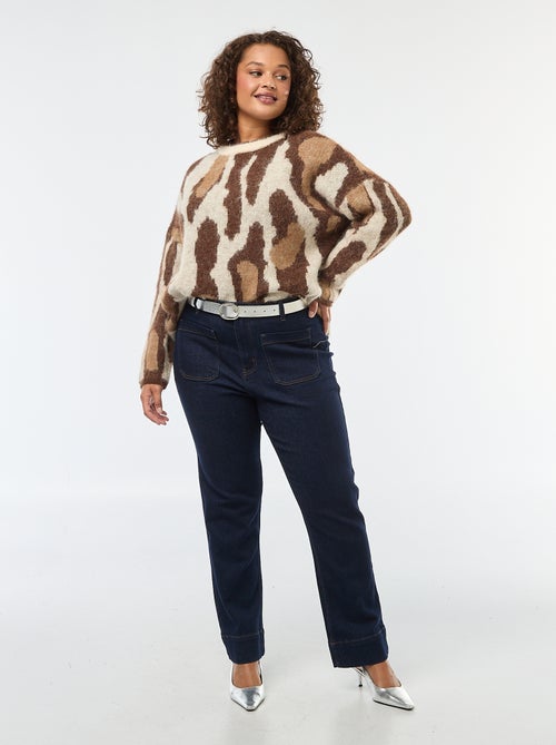Pull en maille avec imprimé peau de bête - Kiabi