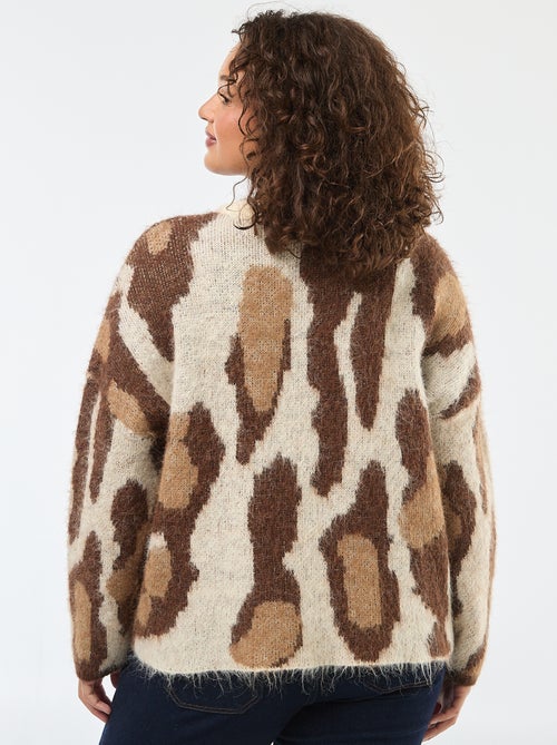 Pull en maille avec imprimé peau de bête - Kiabi